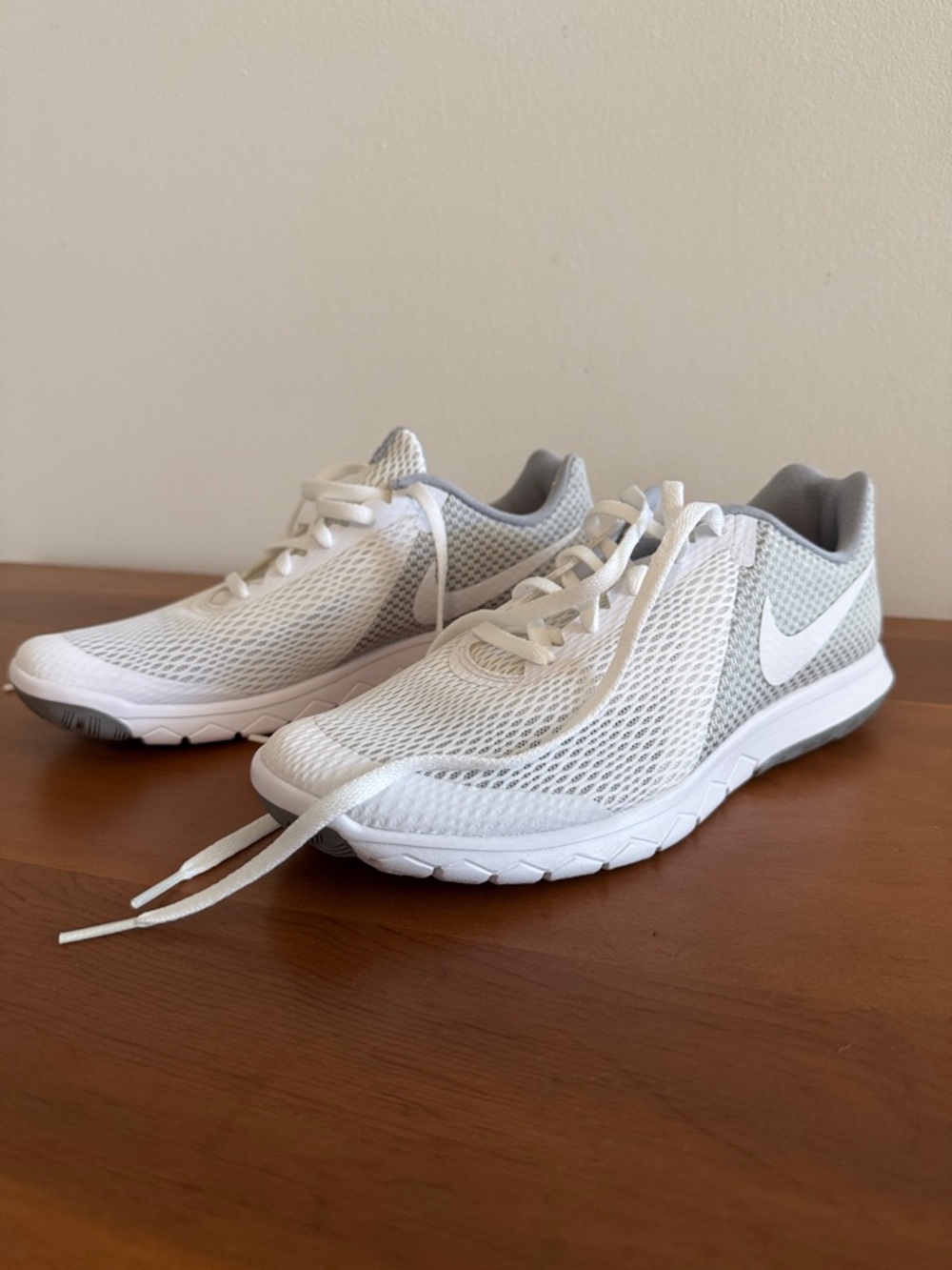 Nike White and Light Gray Mesh Trainers